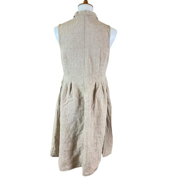 J Jill Love Linen Tan Button Front Midi Dress S Minimalist Cottagecore - Picture 3 of 5